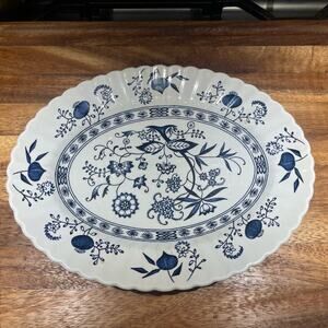 Blue and White Floral Porcelain Platter